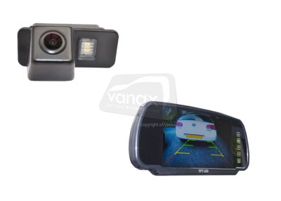 Number plate light replacement camera and mirror mounted monitor